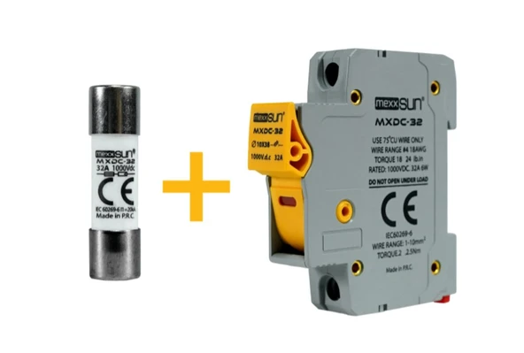 Mexxsun - İnges 32 Amper DC Sigorta ve Sigorta yuvası 1000 Volt sigorta ve yuvası ürün görseli 1