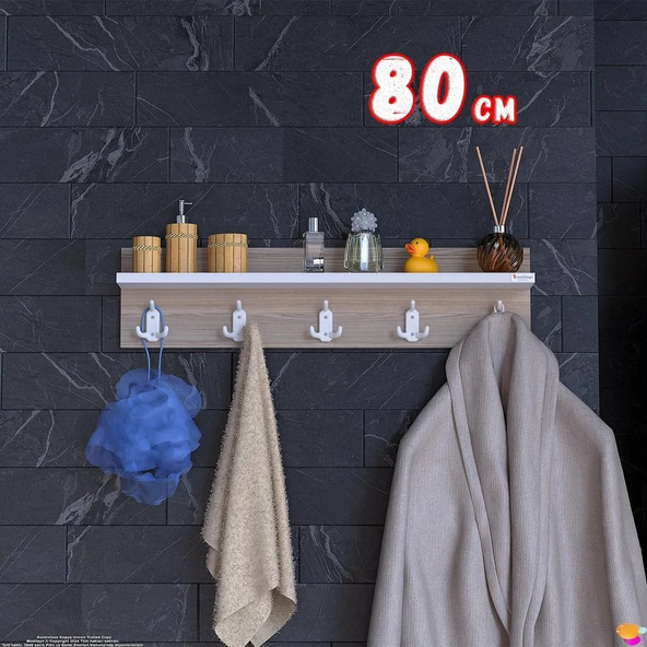 Modilayn Kedi Serisi 76,4x18 cm 5’li Banyo Askısı Seti | 15 Kancalı Raflı Düzenleyici Yer Tasarrufu ürün görseli 1