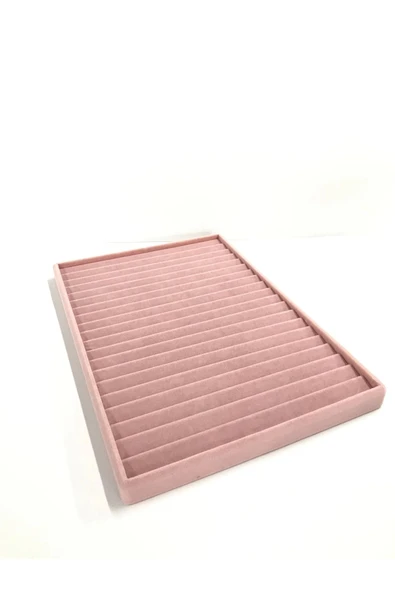 Madrid Model Süet Kumaş Pembe Renk 34/24 Cm Kademeli Çekmece Ici Bileklik-kolye Standı ürün görseli 1