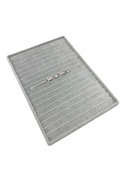 Madrid Model Süet Kumaş Gri Renk 34/24 Cm Kademeli Çekmece İci Bileklik-kolye Standı ürün görseli 1