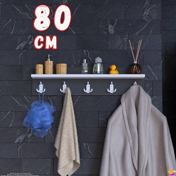 Modilayn Kedi Serisi 5’li Banyo Askısı Seti |76,4x18 cm 15 Kancalı Raflı Düzenleyici Yer Tasarrufu. ürün görseli 1