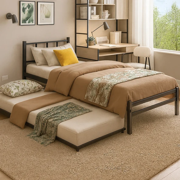 Unimet Titan Yavrulu Metal Karyola Siyah 80x190-90x190 ürün görseli 1