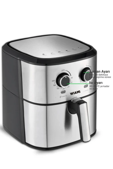 WİAMi Wiami 6.5 Lt Retro Yağsız Hava Fritözü Ttaf-500ms Retro Airfryer 6.5lt ürün görseli 1