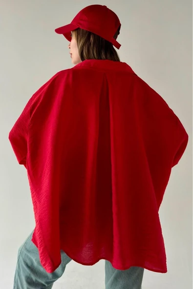 Kadın Oversize Nefes Alan Bambu Gömlek NKT-X02425 - Resim 4