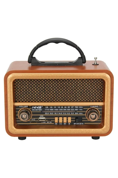 kens teknoloji Taşınabilir Nostaljik Fm Radyo Bluetooth Tf Kart Usb Destekli Ahşap Kasa Radyo ürün görseli 1