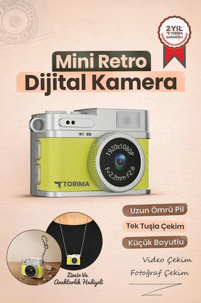 Mini Dijital Kamera Selfie Video Vlog Kamerası Mini Anahtarlık 1080P CMR35 Sarı ürün görseli 1