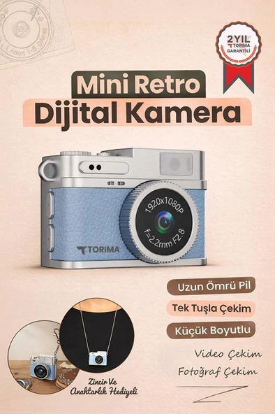 Mini Dijital Kamera Selfie Video Vlog Kamerası Mini Anahtarlık 1080P CMR35 Mavi ürün görseli 1