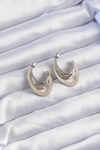 Pirinç Gold Gümüş Renkli Düz Plaka Halka Küpe - TJ-BKP9229 ürün görseli 1