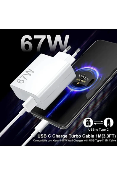 kens teknoloji Redmi 11/11pro/12/12 Pro/13/13pro Uyumlu Turbo Şarj Aleti Type-c Glrshop avda ürün görseli 1