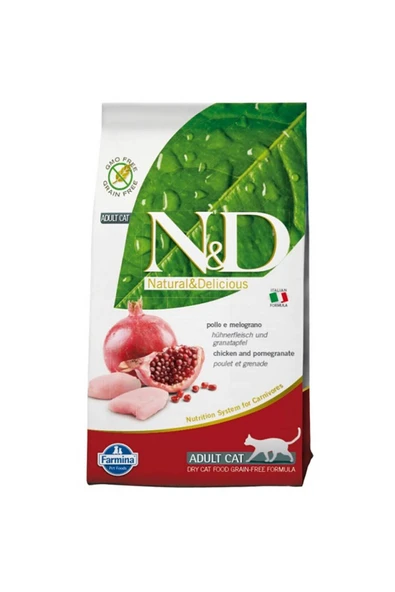 N&D Tahılsız Tavuk ve Narlı Yetişkin Kedi Maması 5 Kg ürün görseli 1