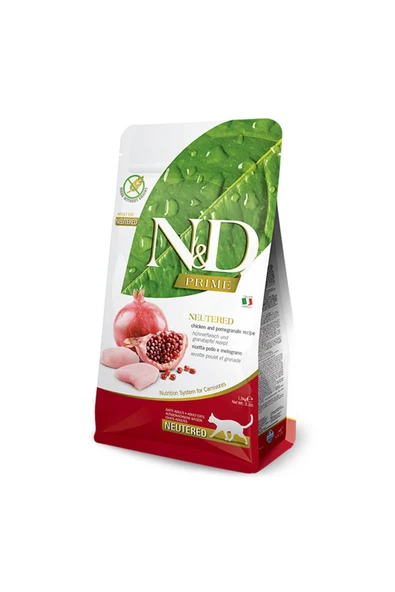 N&D PRİME Tahılsız Tavuk Nar Kısırlaştırılmış Kedi Maması 10 Kg ürün görseli 1