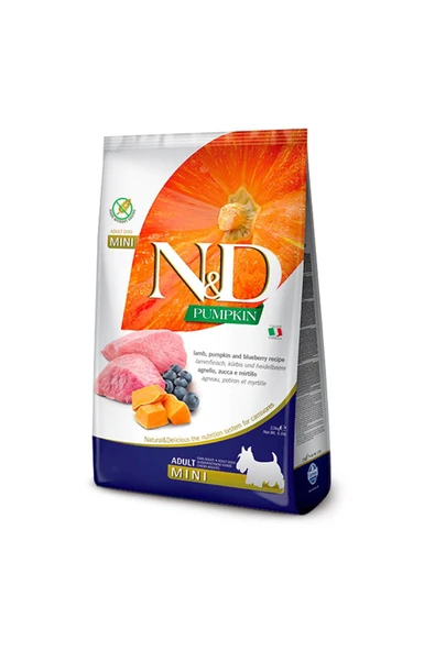 N&D Tahılsız Kuzulu&Balkabaklı Mini Irk Yetişkin Köpek Maması 2,5 KG ürün görseli 1