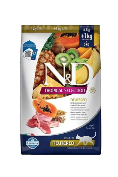 N&D Tropical Selection Kuzu Etli Kısırlaştırılmış Kedi Maması 4+1 kg ürün görseli 1