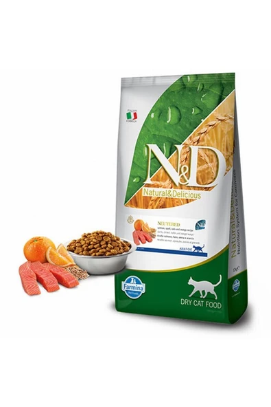N&D Az Tahıllı Okyanus Somon Balıklı Kısırlaştırılmış Kedi Maması 10 KG ürün görseli 1