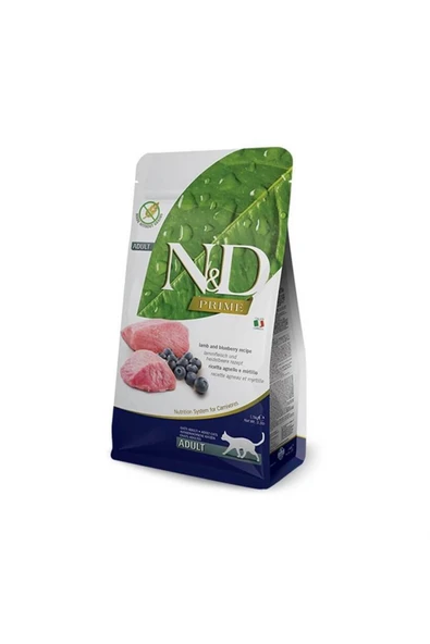 N&D Tahılsız Kuzu Etli ve Yaban Mersinli Yetişkin Kedi Maması 10 Kg ürün görseli 1