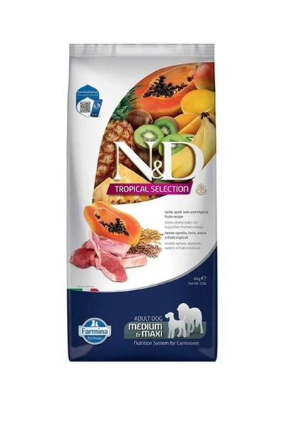 N&D Tropical Selection Kuzu Etli Orta ve Büyük Irk Yetişkin Köpek Maması 10kg ürün görseli 1