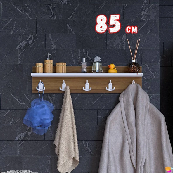 Modilayn Kedi Serisi 5’li Banyo Askısı Seti | 81,4x18cm 15 Kancalı Raflı Düzenleyici Yer Tasarrufu ürün görseli 1