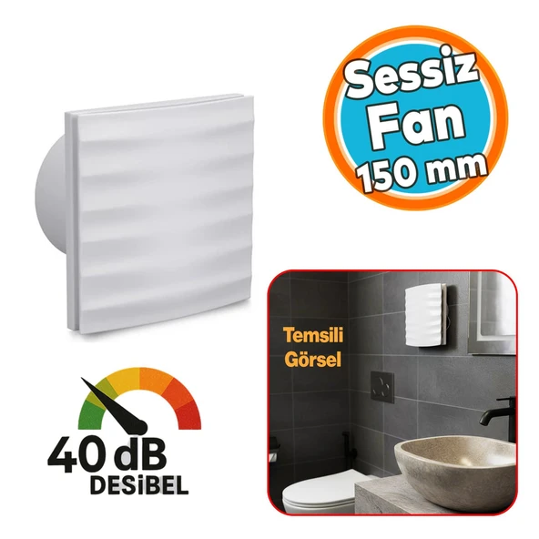 Banyo WC Aspiratör Fanı Süper Sessiz 12 W Kapaklı Düz 150 mm Duvar Tipi Tuvalet Hava Havalandırma ürün görseli 1