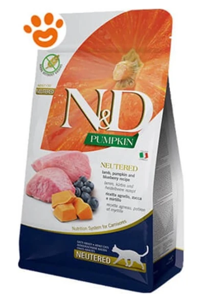 N&D Balkabaklı Kuzulu Yaban Mersinli Kısırlaştırılmış Kedi Maması 5 kg ürün görseli 1
