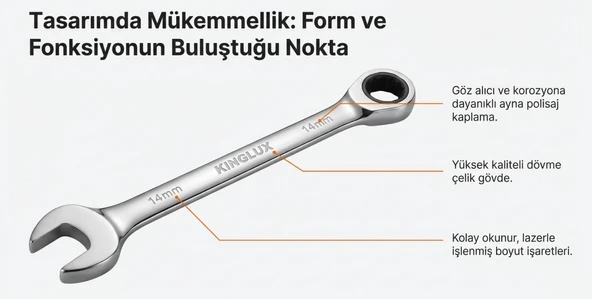 Kınglux Kombine Cırcır Anahtar Set 7 Parça - Resim 3
