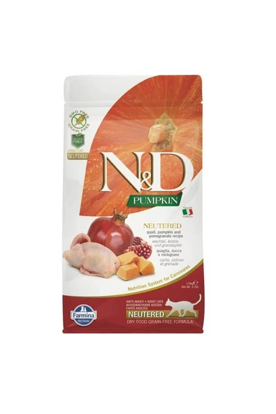 N&D Balkabaklı Bıldırcınlı Narlı Kısır Kedi Maması 5 Kg ürün görseli 1