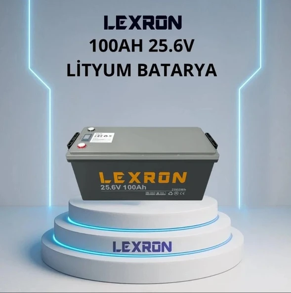 LEXRON - İnges 25.6 VOLT 100 AMPER LİTYUM AKÜ - 24 VOLT 100 AH LİFEPO4 BATARYA - GÜNEŞ PANELİ AKÜSÜ ürün görseli 1