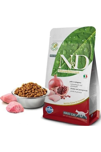 N&D Tahılsız Tavuk Nar Kısırlaştırılmış Kedi Maması 5 KG ürün görseli 1