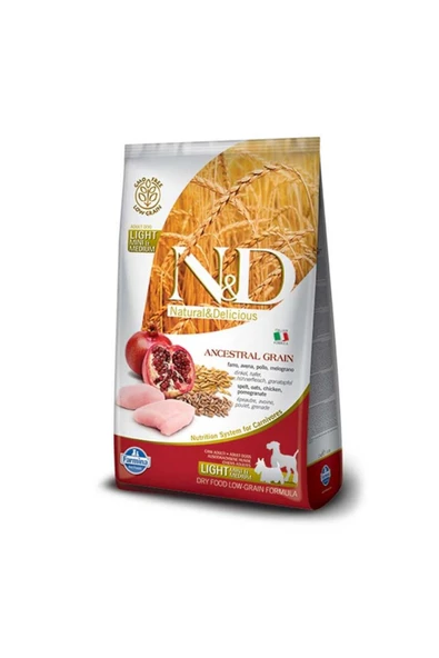 N&D Düşük Tahıllı Light Mini Tavuklu Narlı Köpek Maması 2,5 Kg ürün görseli 1