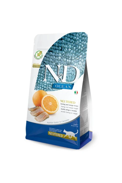 N&D Ocean Tahılsız Ringa Balıklı&Portakallı Kısır Kedi Maması 5 Kg ürün görseli 1