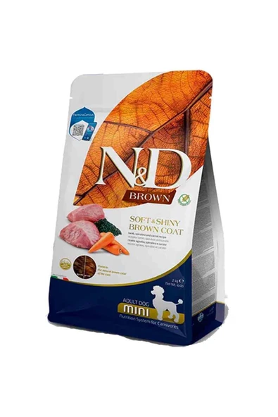 N&D Brown Kuzu ve Havuç Kahverengi Tüylü Mini Irk Tahılsız Köpek Maması 2 Kg ürün görseli 1