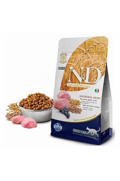 N&D Ancestral Grain Kuzulu Yaban Mersinli Düşük Tahıllı Yetişkin Kedi Maması 1,5 Kg ürün görseli 1