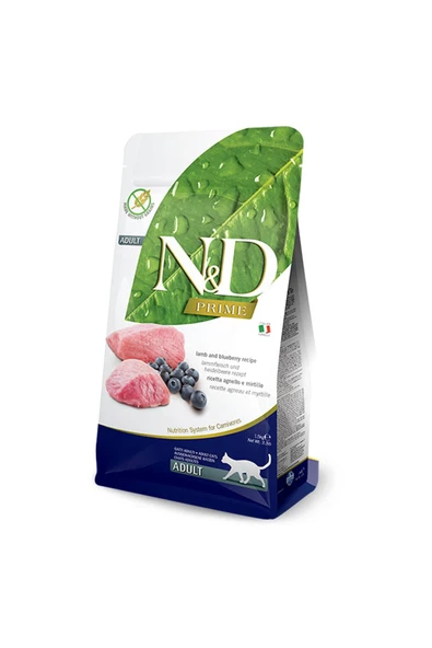 N&D Tahılsız Kuzulu&Yabanmersinli Yetişkin Kedi Maması 1,5 KG ürün görseli 1