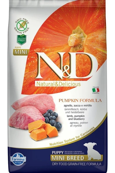N&D Tahılsız Kuzulu&Balkabaklı Mini Irk Yavru Köpek Maması 2,5 KG ürün görseli 1