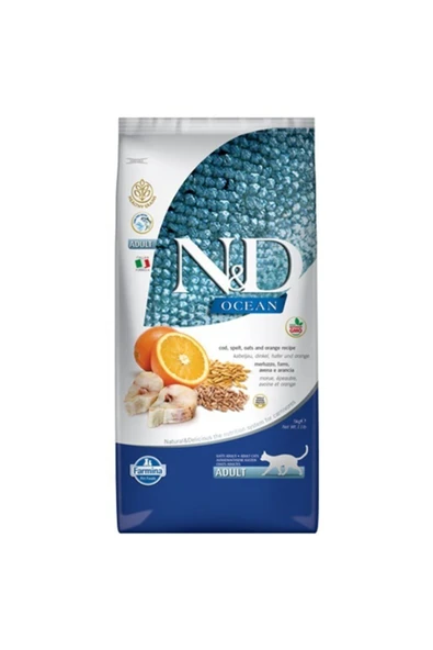 N&D Ocean Düşük Tahıllı Morina Balıklı ve Portakallı Yetişkin - 5 kg ürün görseli 1