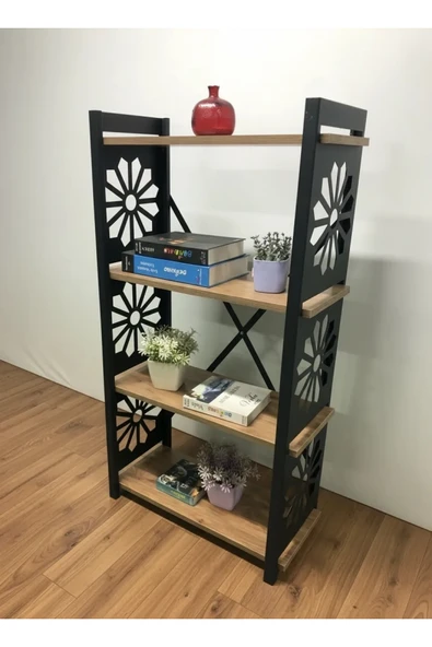 adımshops Desenli, Lazer Kesim, Metal, 4'lü Raf,çiçeklik,kitaplık, Dolap ürün görseli 1