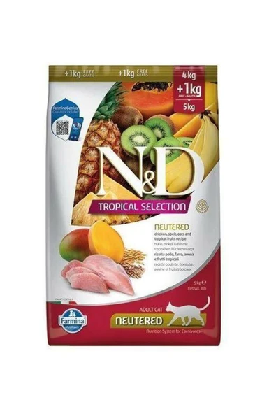 N&D Tropical Selection Tavuklu 4+1 Kg Kısırlaştırılmış Kedi Maması ürün görseli 1