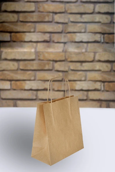 Kraft Burgu Saplı Karton Çanta 29x15x29 25 Adet ürün görseli 1