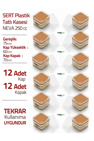 KONERPACK Plastik Magnolya Kasesi ,mika Sert Plastik Tatlı Kasesi , 12 Adet Kapaklı ürün görseli 1