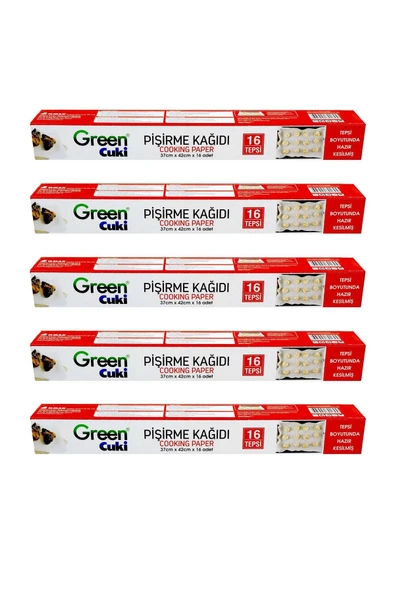 Green Cuki Yağlı Fırın Tepsi Pişirme Kızartma Kağıdı - 37 Cm. x 42 Cm. - Kesimli - 16 Yaprak -5 Kutu ürün görseli 1