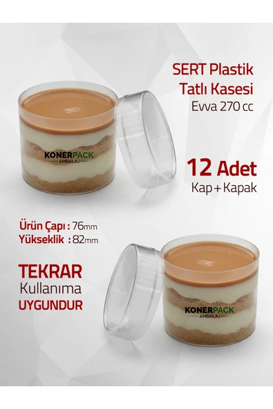 KONERPACK 12 Adet Kapaklı Sert Plastik Magnolya Kasesi 270 Cc ürün görseli 1
