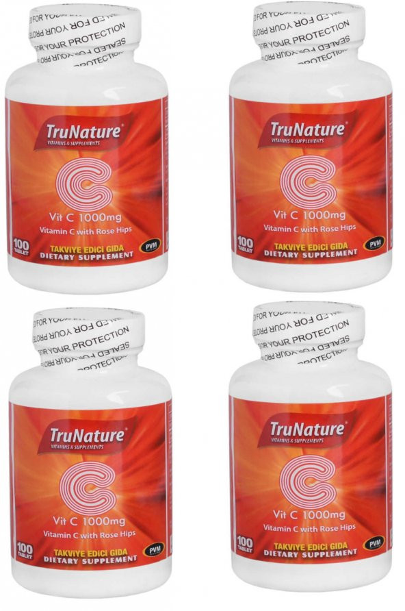 Trunature Vitamin C 1000 mg ve Rose Hips 100 Tablet 4 adet ürün görseli 1