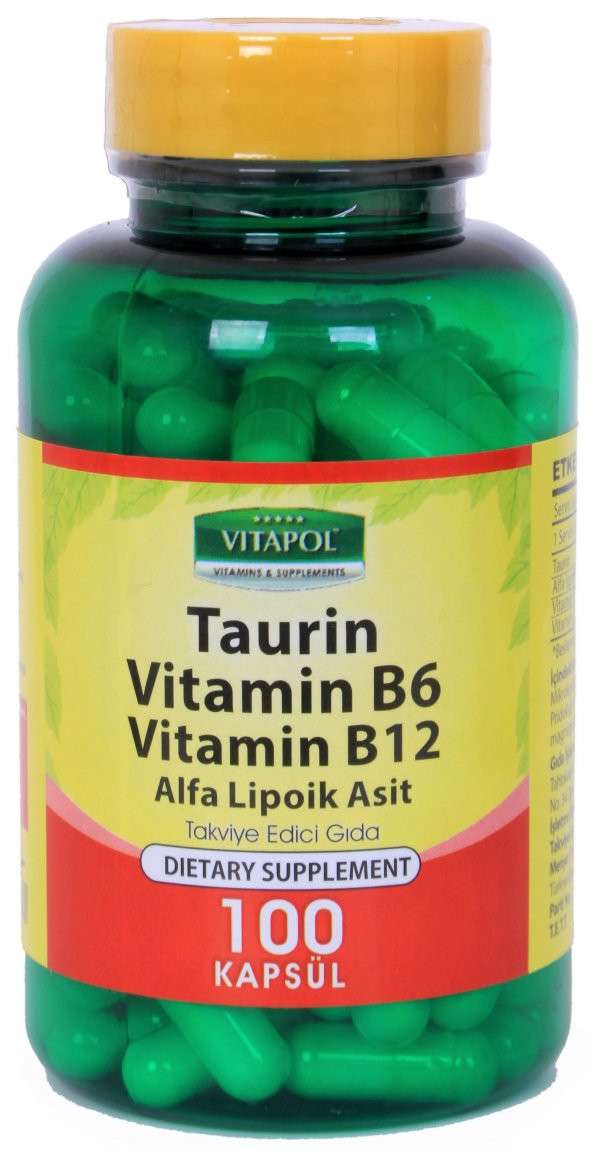 Vitapol Taurin 500 Mg Vitamin B6 Vitamin B12 100 Kapsül Skt Haziran 2024 ürün görseli 1
