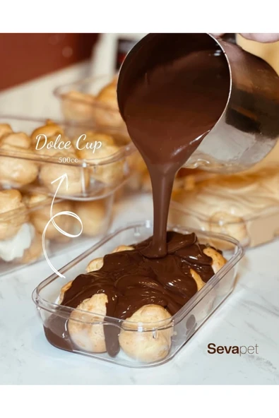 SEVAPET Dolce Cup / 500 Cc Sert Plastik Kristal Profiterol Kutusu 10 Adet ürün görseli 1