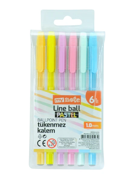 Mynote Line Ball Pastel 6’lı Tükenmez Kalem Seti ürün görseli 1