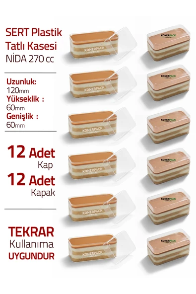 KONERPACK Tiramisu Cup Nida 270 cc - 12 Adet Kapaklı ürün görseli 1