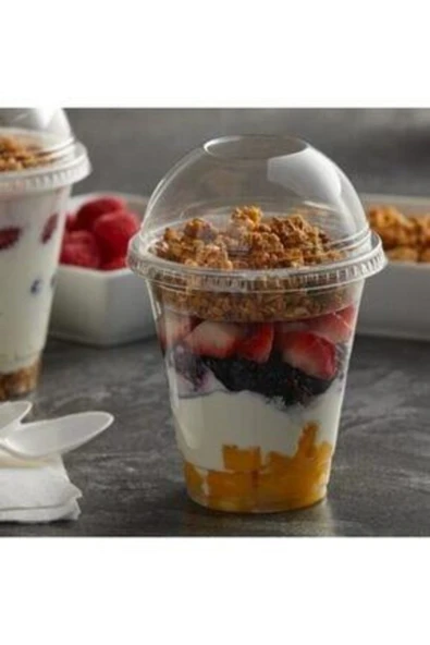 Miopack Kapaklı Pet Plastik Limonata Milkshake Bardağı 50 Adet 400cc Bardak ürün görseli 1