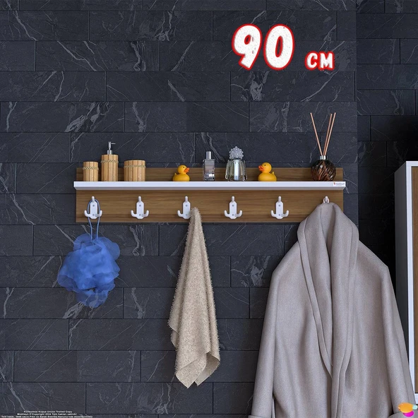 Modilayn Kedi Serisi 86,4x18 cm 6’lı Banyo Askısı Seti | 18 Kancalı Raflı Düzenleyici Yer Tasarrufu ürün görseli 1
