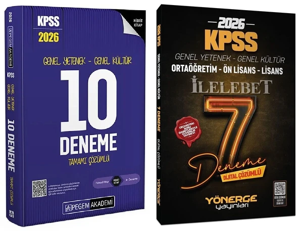Pegem + Yönerge 2026 KPSS Genel Yetenek Genel Kültür 10+7 Deneme 2 li Set Pegem Akademi + Yönerge Yayınları ürün görseli 1