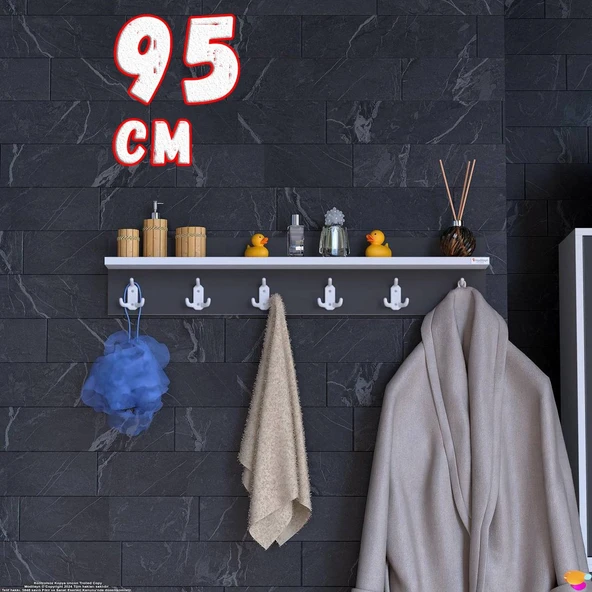 Modilayn Kedi Serisi 6’lı Banyo Askısı Seti |91,4x18 cm 18 Kancalı Raflı Düzenleyici Yer Tasarrufu. ürün görseli 1