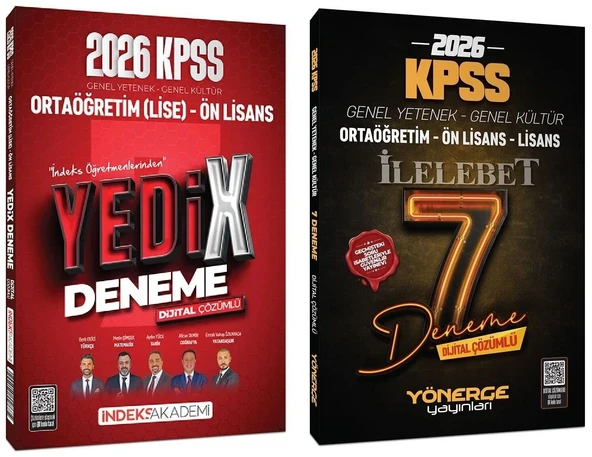 İndeks + Yönerge 2026 KPSS Lise Ortaöğretim Ön Lisans YEDİX 7+7 Deneme 2 li Set İndeks Akademi + Yönerge Yayıncılık ürün görseli 1